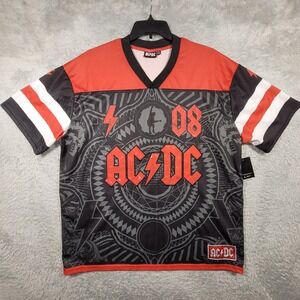 AC/DC Jersey Mens XL Black Red Black Ice V-Neck Graphic Band Shirt